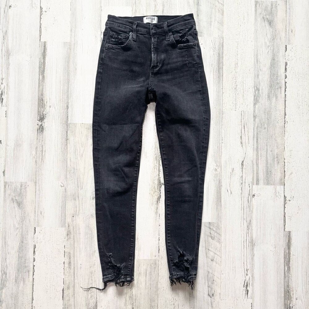 AGOLDE Skinny Jeans Womens Sz 25 Black Distressed